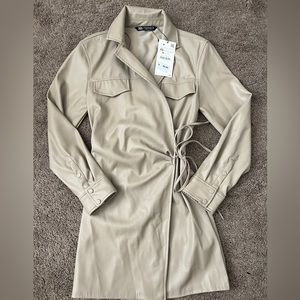 zara faux leather dress - nwt
